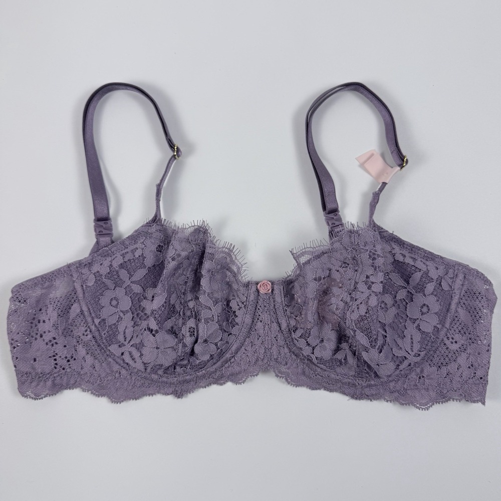 Victoria's Secret Dream Angels Wicked Unlined Lace Balconette Bra Purple 36B